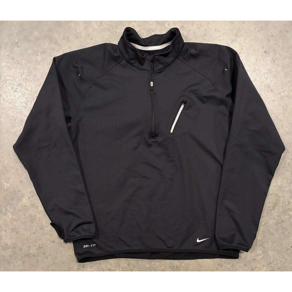 Nike Pullover Mens Medium Black Dri-FIT 1/4 Zip Long Sleeve Running Gym Top